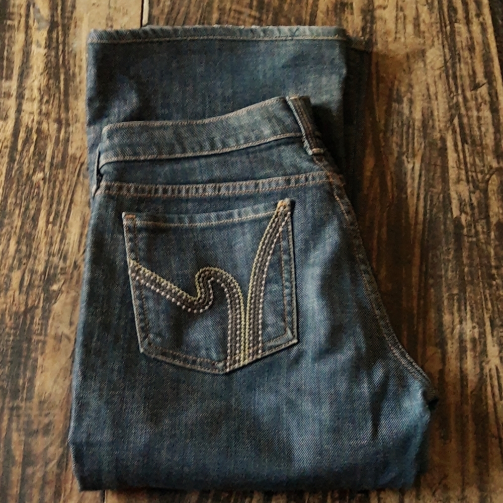 Citizens of Humanity ric rac #109 Low Waist Flare Stretch Dark Blue Jeans, Sz 28